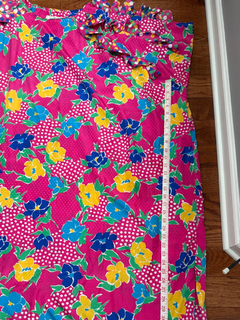 Vintage 70’s 80’s David Brown  Flower Print Caftan Dress Sz L - Picture 9 of 10